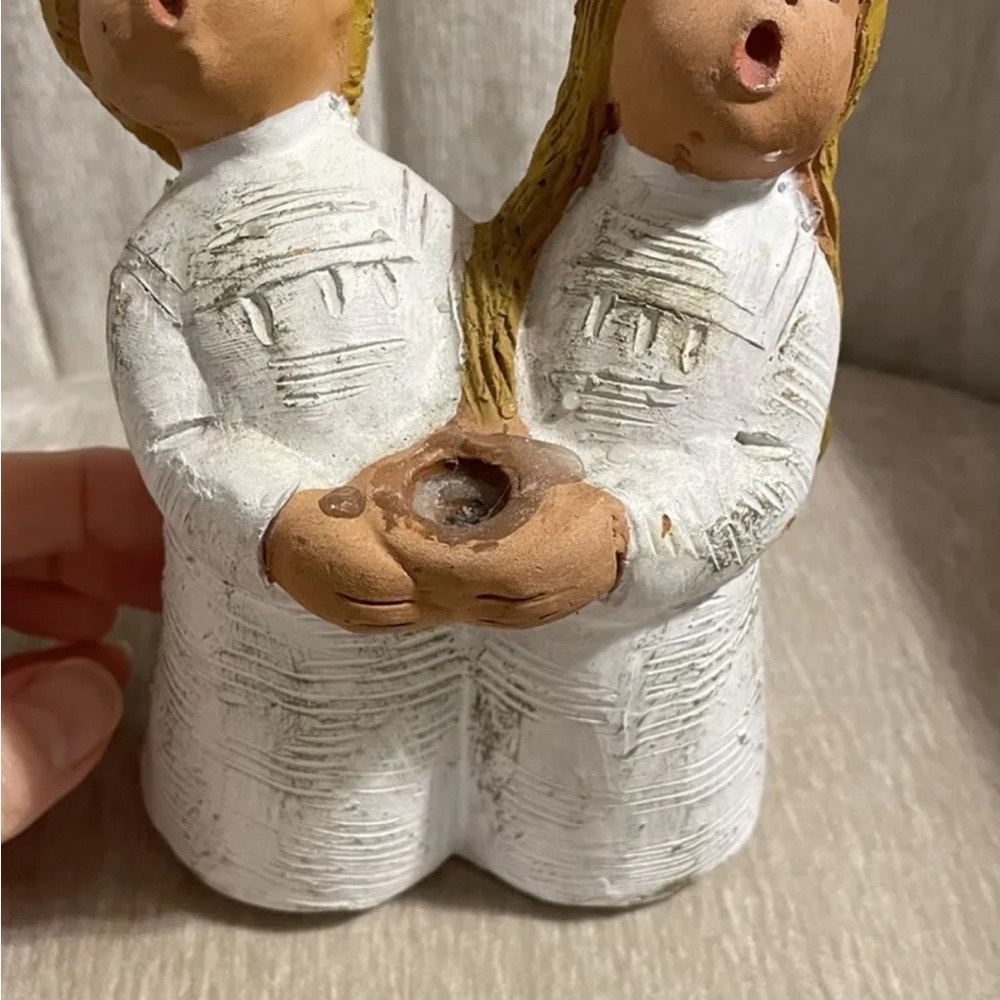 Jullar Beck Giftware Singing Boy Girl Angel Candle Holder Vintage Figurine Spain